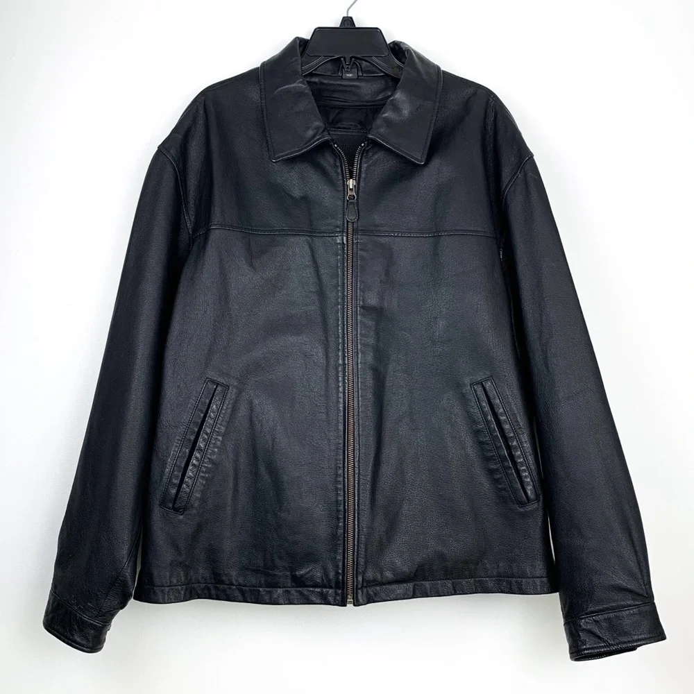 90s leather bomber jacket by St. John’s Bay vintage men’s leather coat large